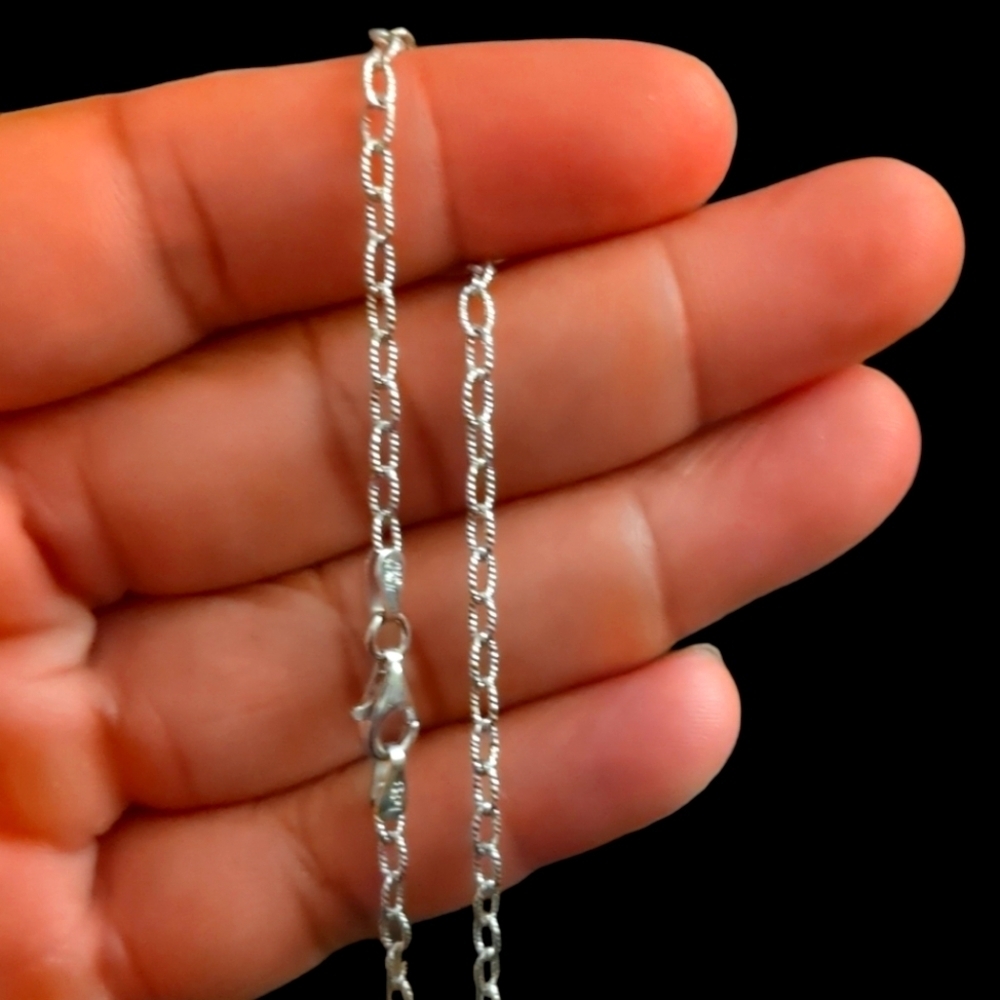 Silver 925 Rhodium Plated Wire Oval Loop 060 Chain 2.8mm - CH240 RH